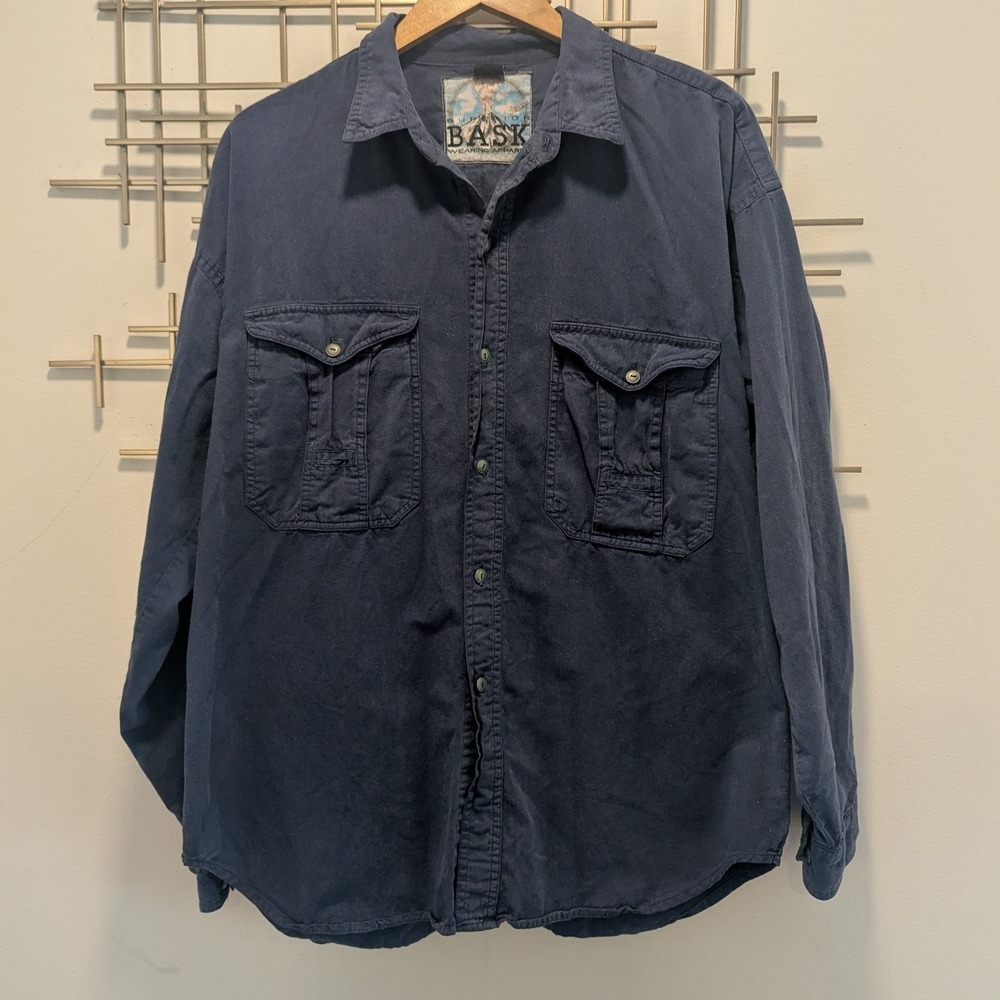 VTG BASK Superior Wearing Apparel‎ Men's Long Sleeve Button Up Work Shirt Navy